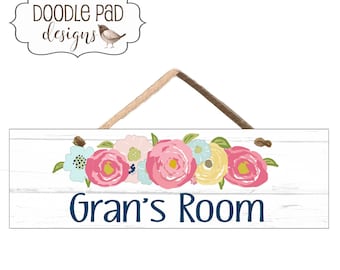 Floral Assisted Living Name Sign | Bedroom Door Sign
