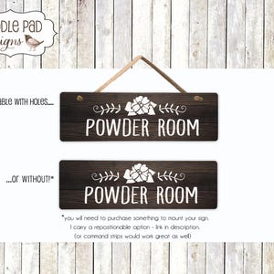 Powder Room Sign, Cottage Chic Bathroom Decor image 6
