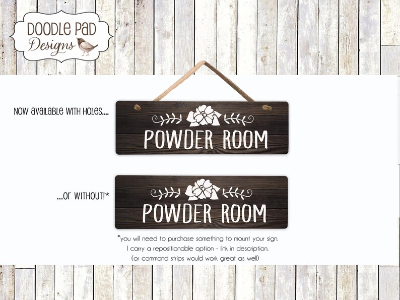 Powder Room Sign, Cottage Chic Bathroom Decor image 6