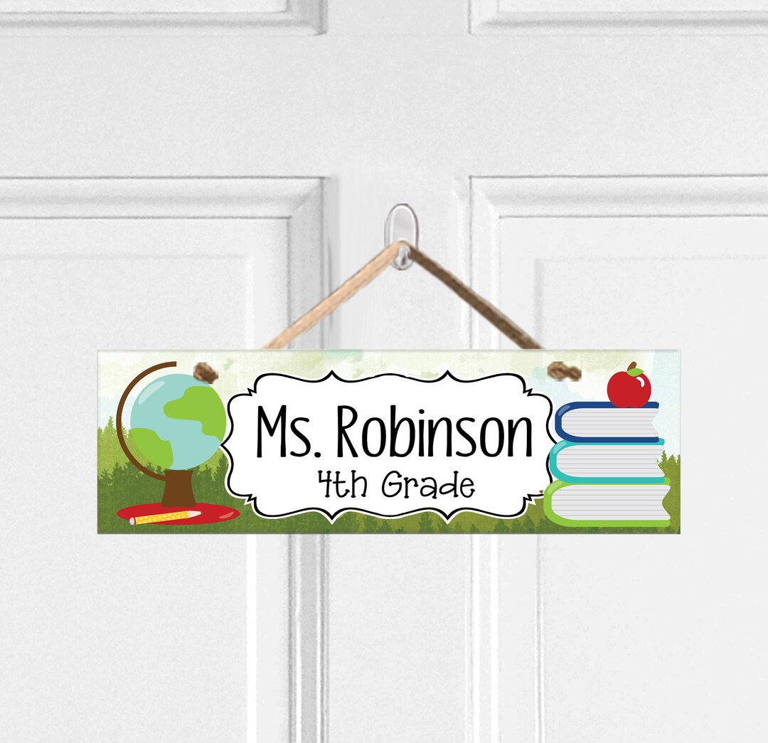 Teacher Door Sign Classroom Door Hanger Personalized Teacher Name Sign ...