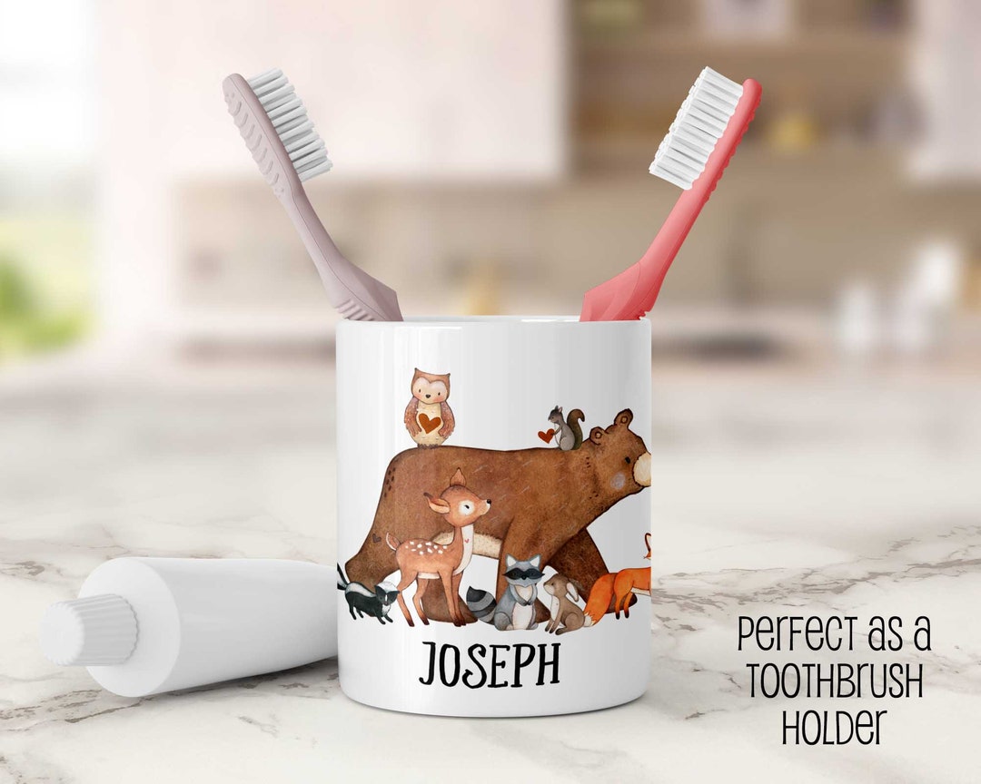 Woodland Animal Toothbrush Holder, Personalized Pencil Cup Etsy