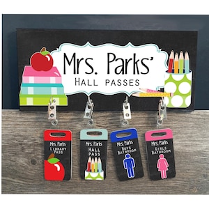Teacher Hall Passes Elementary School Classroom Decor Hanger for Hall Passes