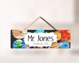 Personalized Space Theme Teacher Door Sign Planets Classroom Decor