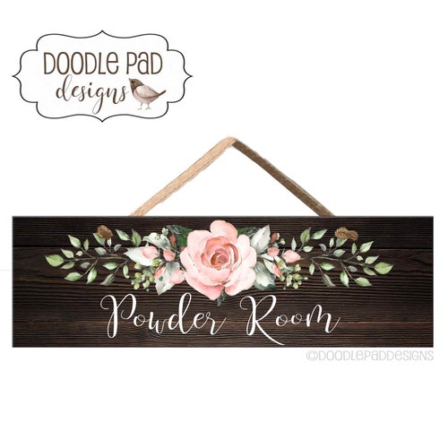 Powder Room Door Sign Farmhouse Inspired Decor Etsy