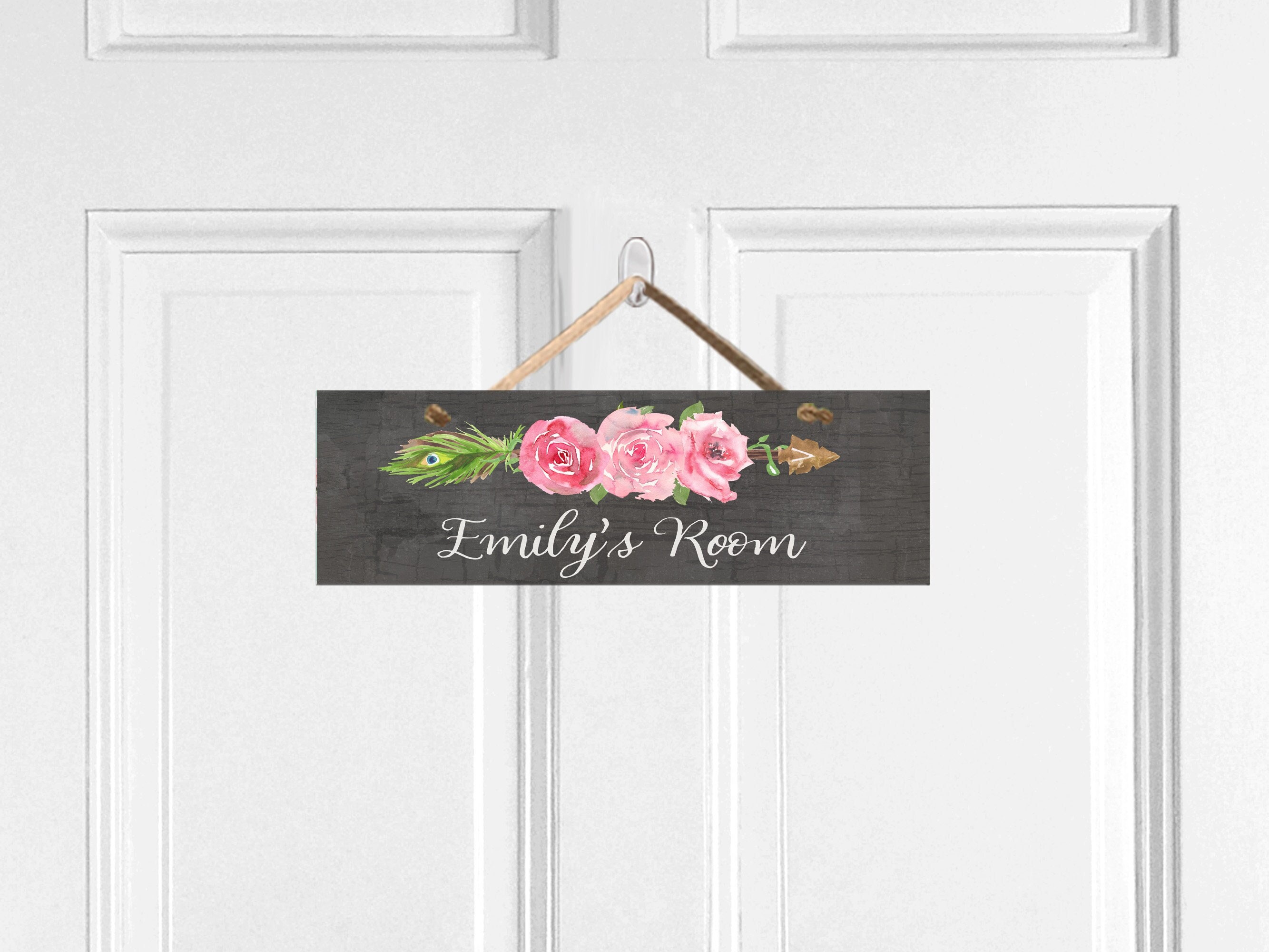 Personalized Girls Bedroom Door Sign, Boho Name Sign, Watercolor ...
