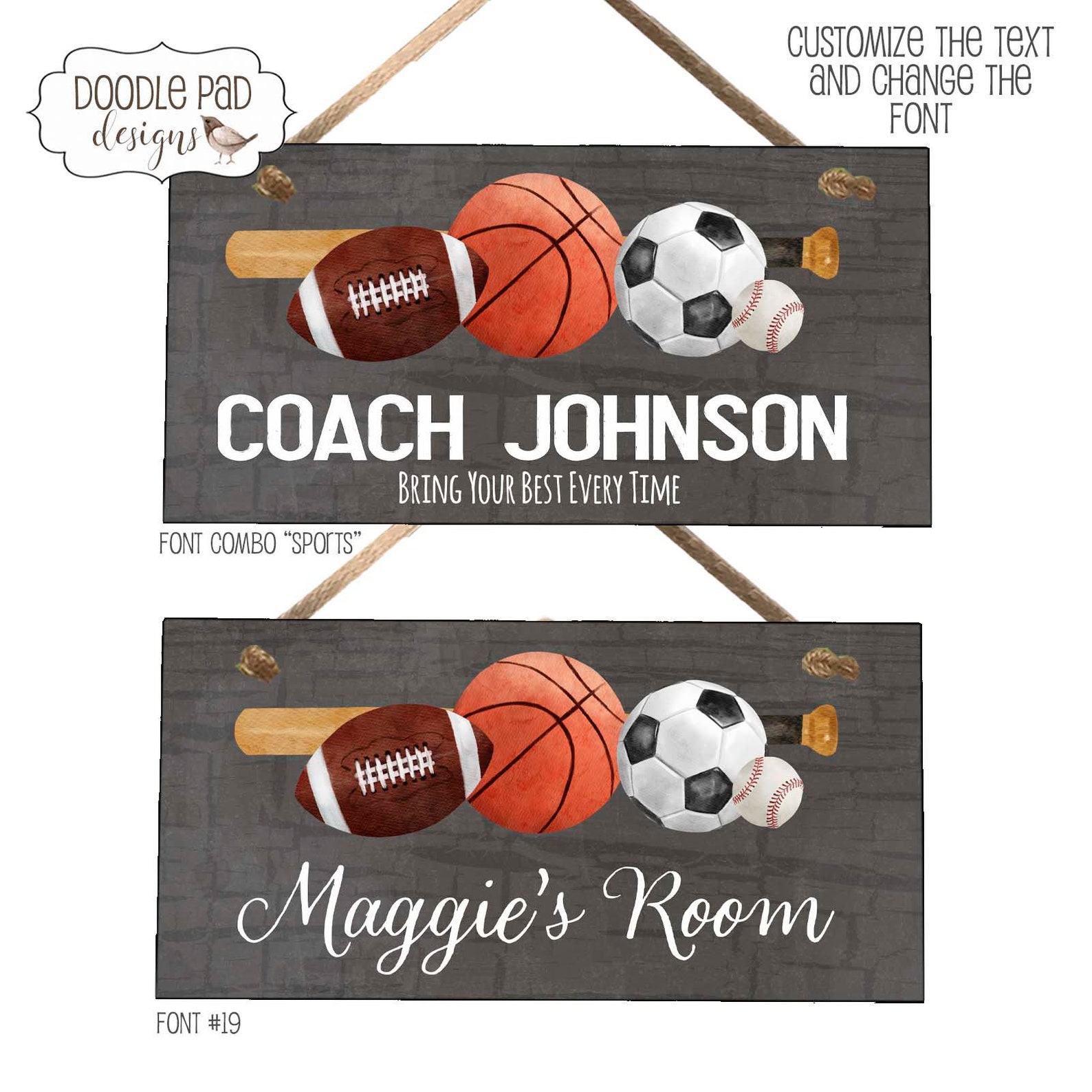 Sports Door Sign Kids Room Sign Door Sign for Coach Etsy