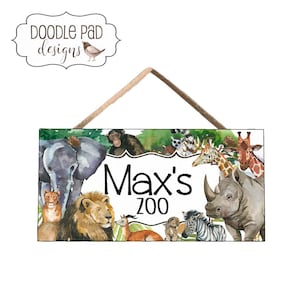 Custom Door Sign African Animals Jungle Safari Bedroom Door Hanger for Kids Room Decor