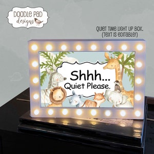 Jungle Safari Themed Classroom Decor, Lighted Box Sign, Teacher Gift, Quiet Time Sign