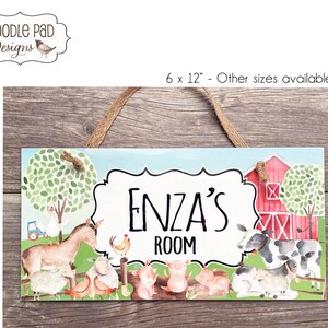 Custom Farm Animals Kids Room Sign: Barnyard Nursery Decor