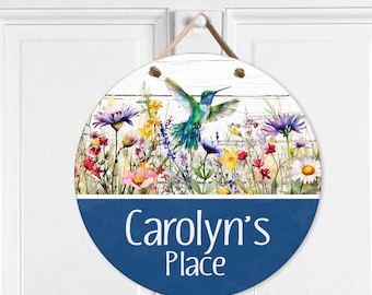 Custom Door Sign Hummingbird Decor Assisted Living Sign Door Hanger Round Nursing Home Sign Senior Living Door Decor