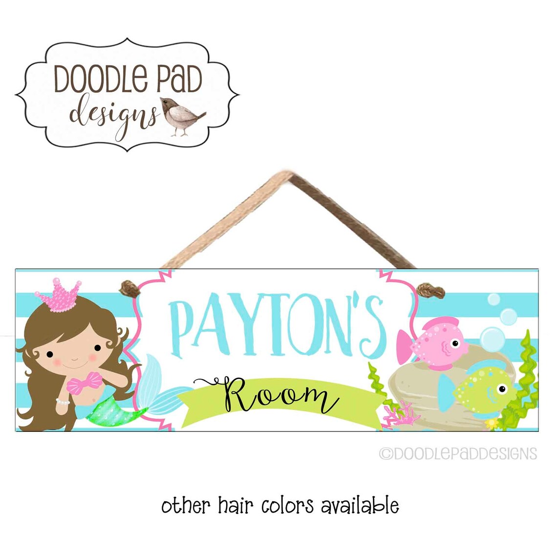 Mermaid Door Sign Kids Door Decor Personalized Etsy