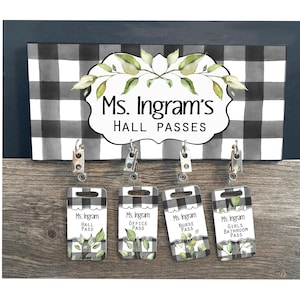 Teacher Hall Passes Farmhouse Classroom Decor Custom Bathroom Passes Classroom Hall Passes for Back to School Teacher Gift