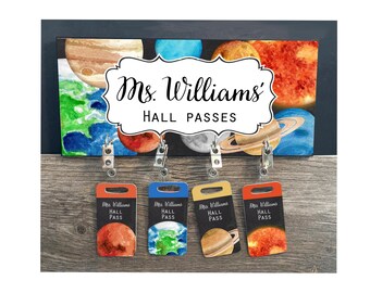 Hall Passes Space Bathroom Pass Custom Science Classroom Theme Solar System Classroom Gift for Teacher Appreciation