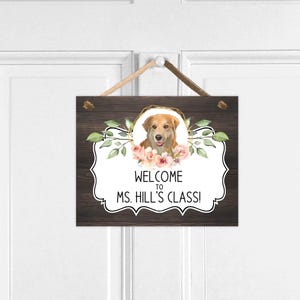 Teacher Door Sign Custom Dog Personalized Classroom Decor for Teacher Appreciation Gift