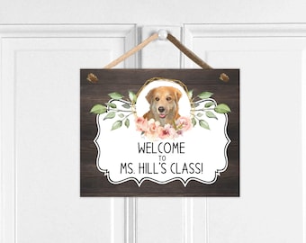 Teacher Door Sign Custom Dog Personalized Classroom Decor for Teacher Appreciation Gift