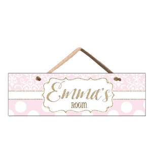 Custom Door Sign Girls Pink Polka Dot Door Hanger Bedroom Door Sign Personalized Name sign for girls nursery Decor