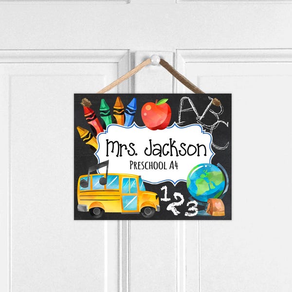 Teacher Door Sign Preschool Classroom Door Hanger Personalized Teacher Appreciation Gift