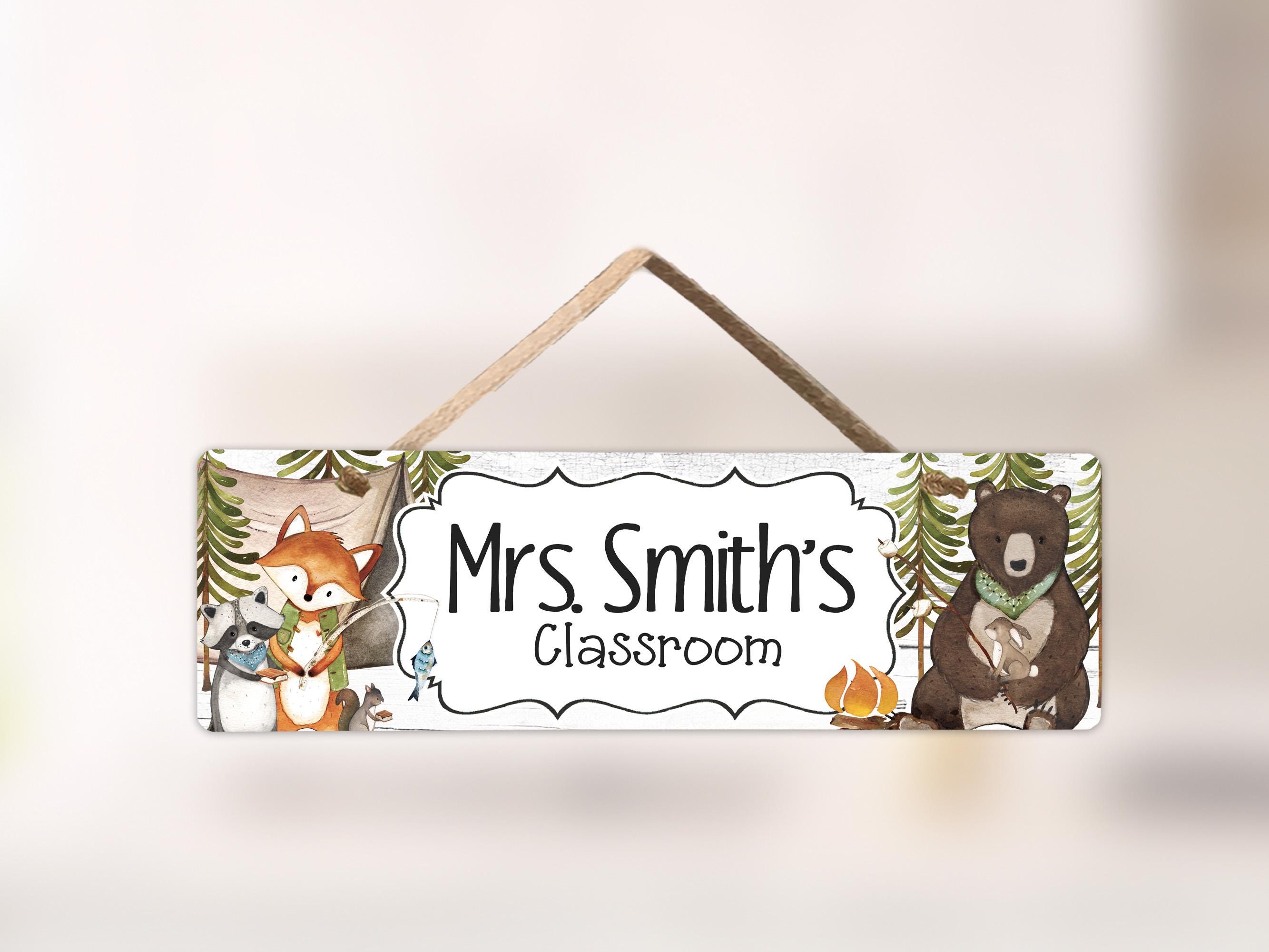Teacher Door Sign Woodland Camping Theme Personalized Classroom Decor ...
