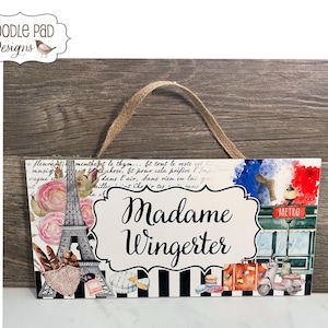 Teacher Door Sign French Classroom Door Hanger Custom Teacher Gift High School French Teacher Name Sign