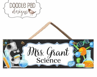 Science Class Door Sign, Personalized Teacher Classroom Door Sign