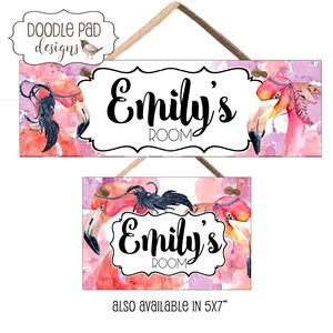 Flamingo Door Sign, Girls Name Room Sign - Etsy