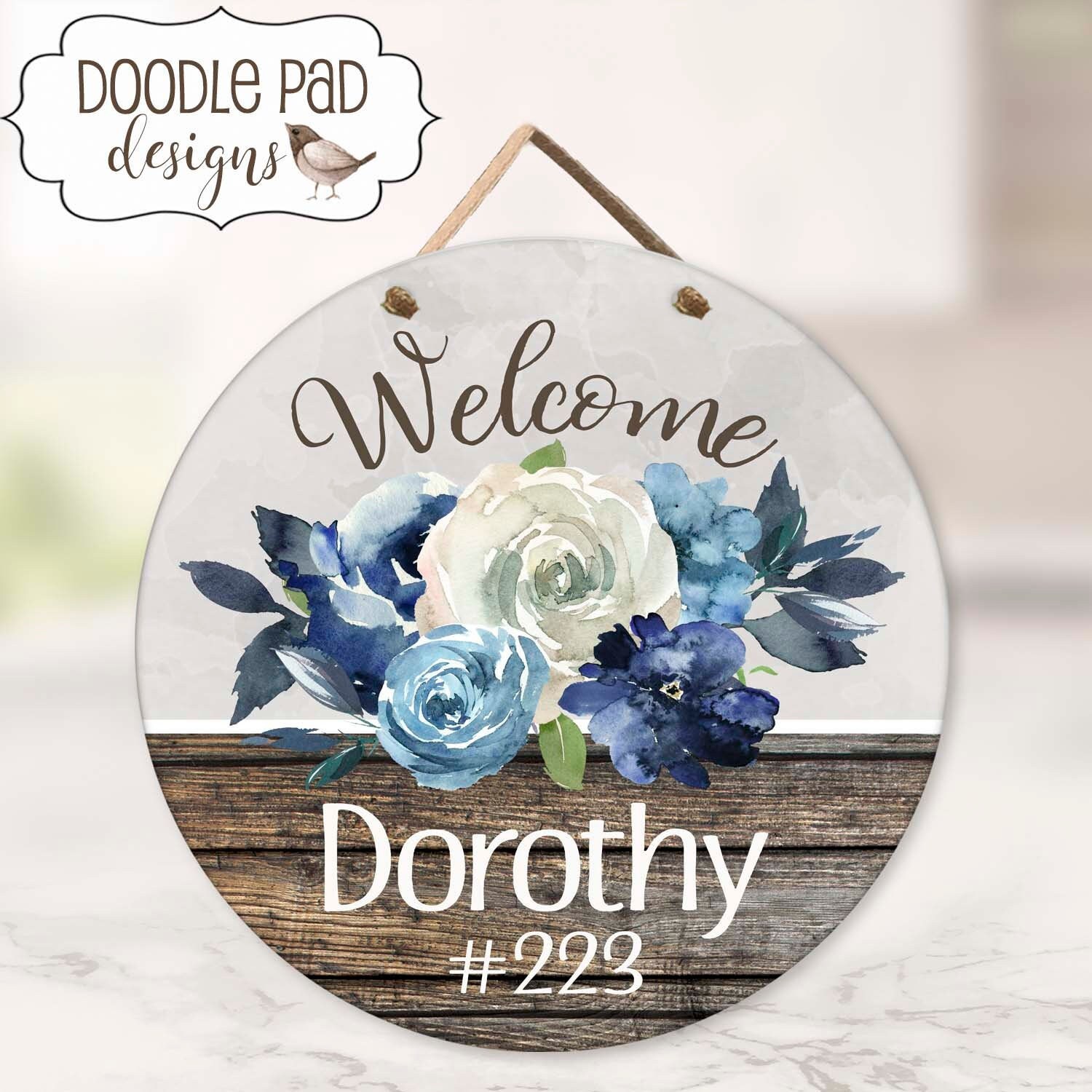 Personalized Round Door Sign for Assisted or Senior Living image
