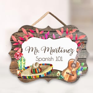 Spanish Classroom Decor, Spanish Teacher Gift, Classroom Door Sign, Back to School,