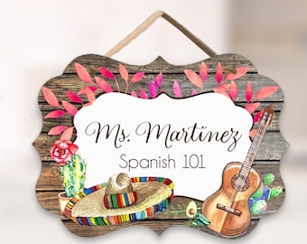 Spanish Classroom Decor, Spanish Teacher Gift, Classroom Door Sign, Back to School,