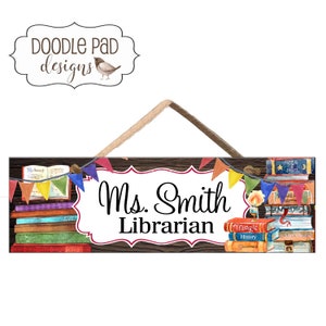 Library or Reading Nook Door Sign |  Personalized Librarian Office Sign