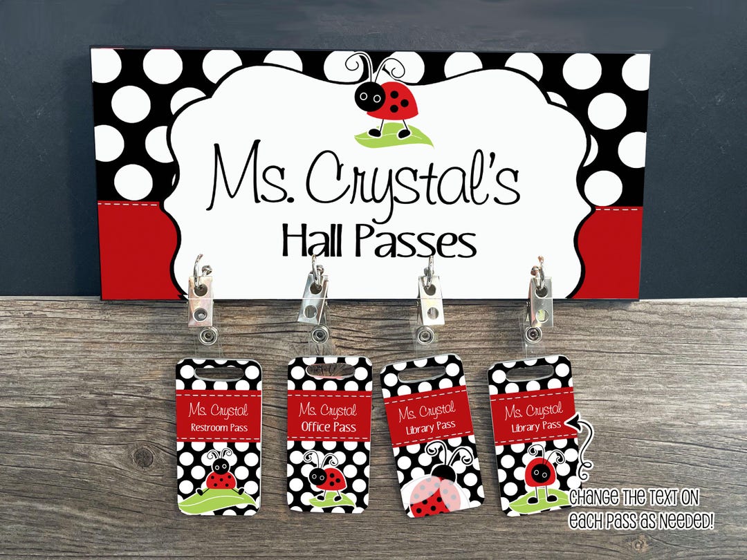 Hall Passes Ladybug Classroom Decor Custom Ladybug Hall Pass Hanger ...