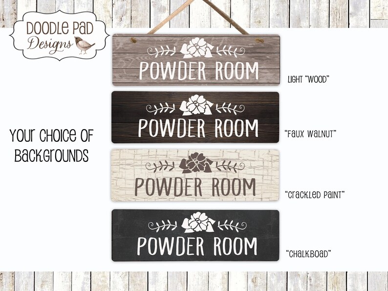 Powder Room Sign, Cottage Chic Bathroom Decor image 3
