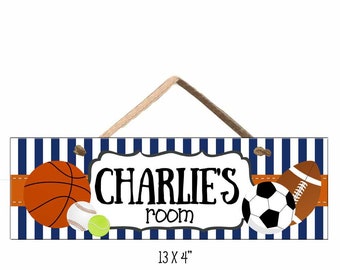 Kids Door Sign, Personalized Door Decor for Kids, Sports Door Sign