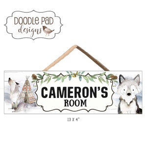 Custom Door Sign Wolf Name Sign Bedroom Door Hanger Personalized Kids Room Decor