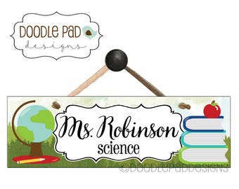 Personalized Teacher Name Sign, Classroom Door Sign,
