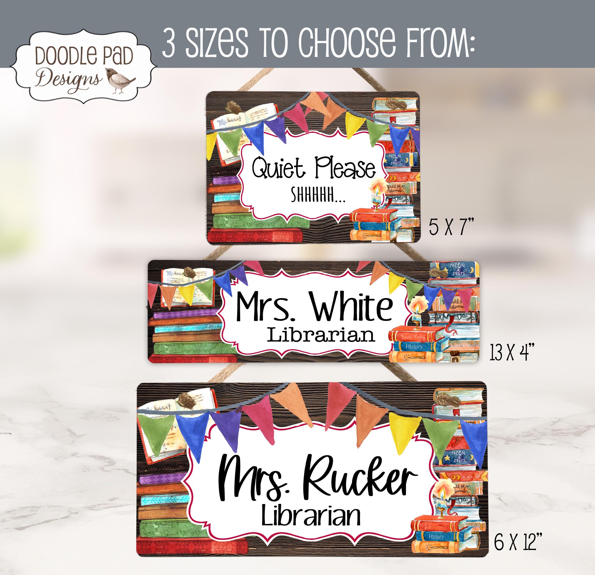 Library or Reading Nook Door Sign | Personalized Librarian Office Sign ...
