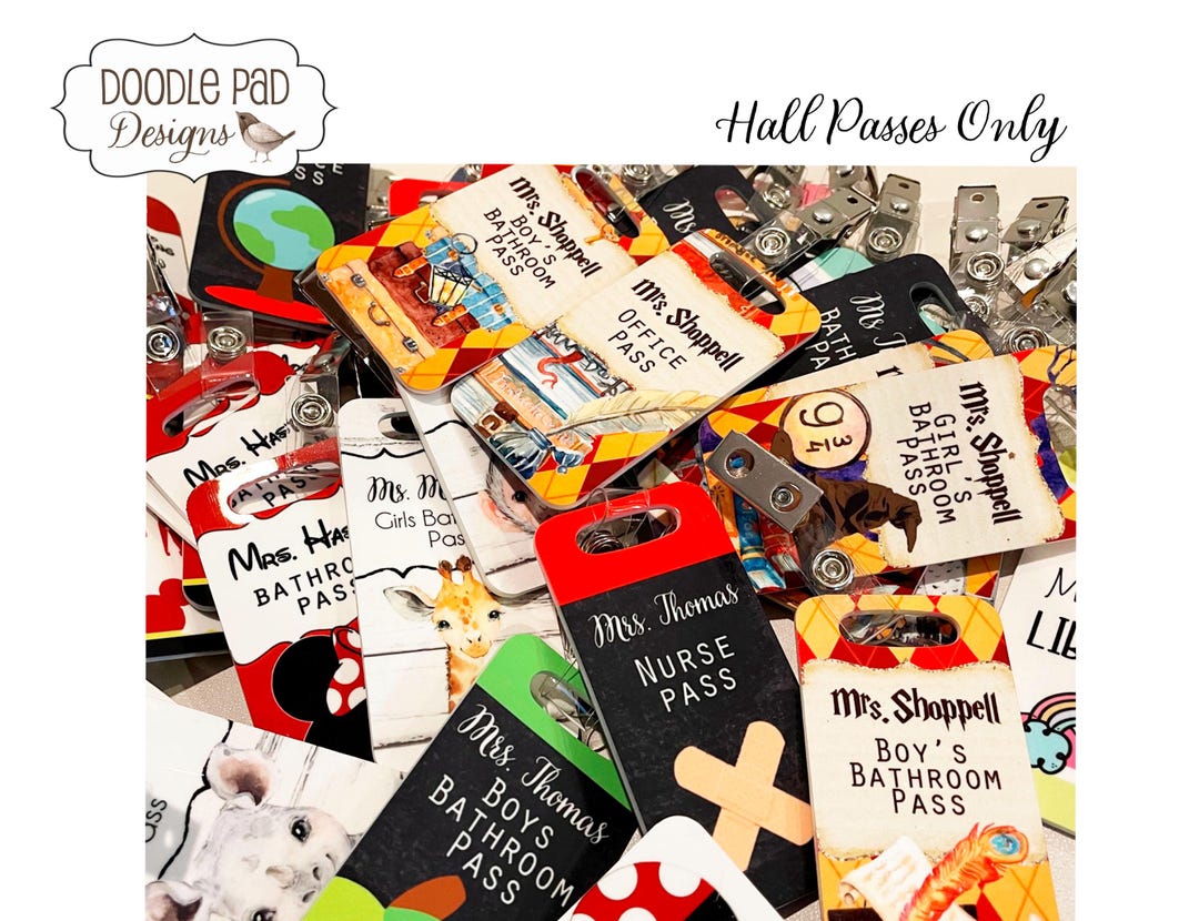 Hall Passes Teacher Personalized Hall Passes, Larger Sizes, Add-on Hall ...