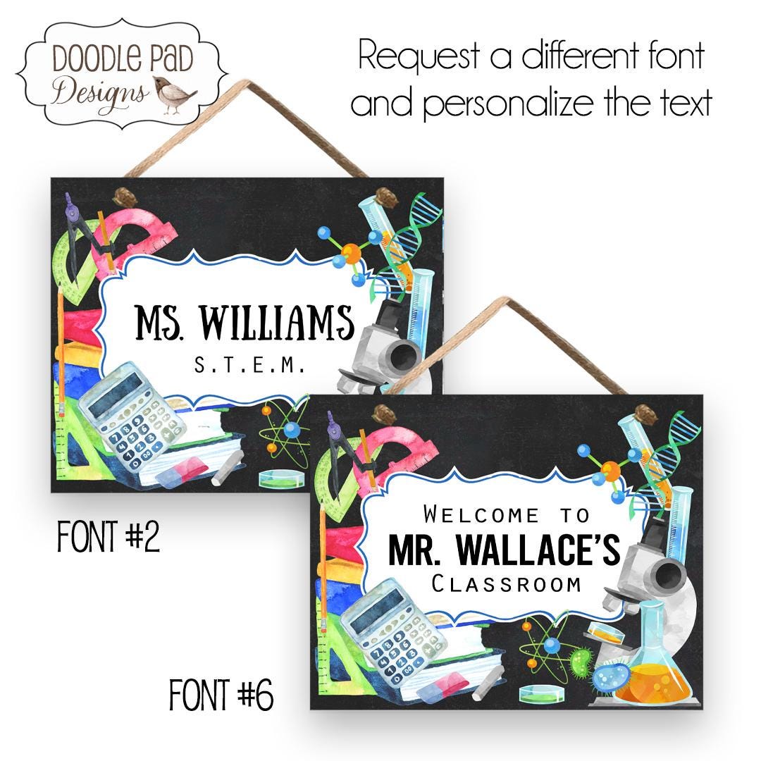 Math & Science Classroom Door Sign Custom Teacher Name Sign STEM Class ...