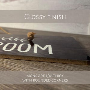 Powder Room Sign, Cottage Chic Bathroom Decor "Faux Walnut"
