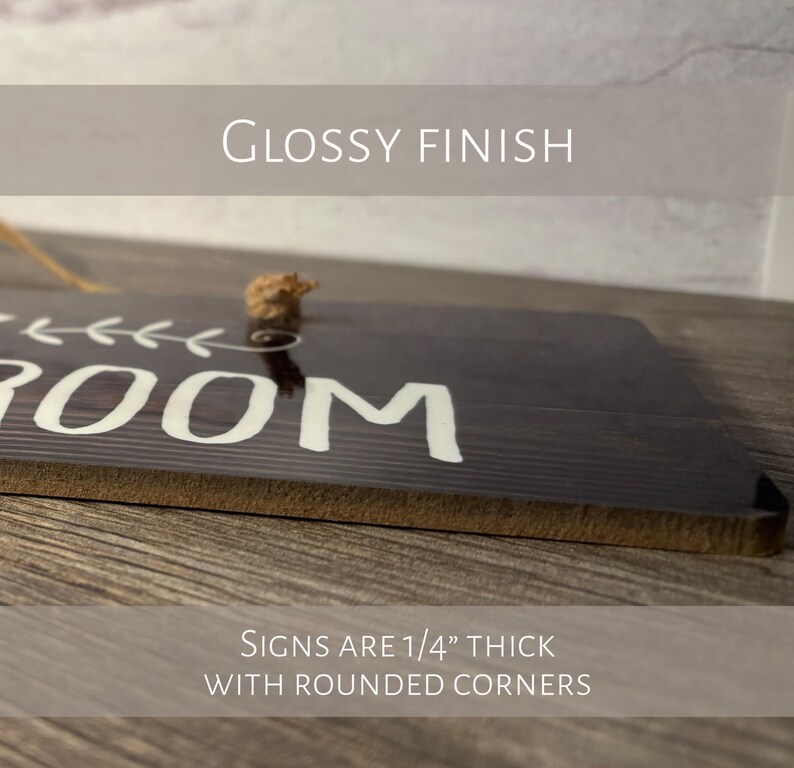 Powder Room Sign, Cottage Chic Bathroom Decor "Faux Walnut"