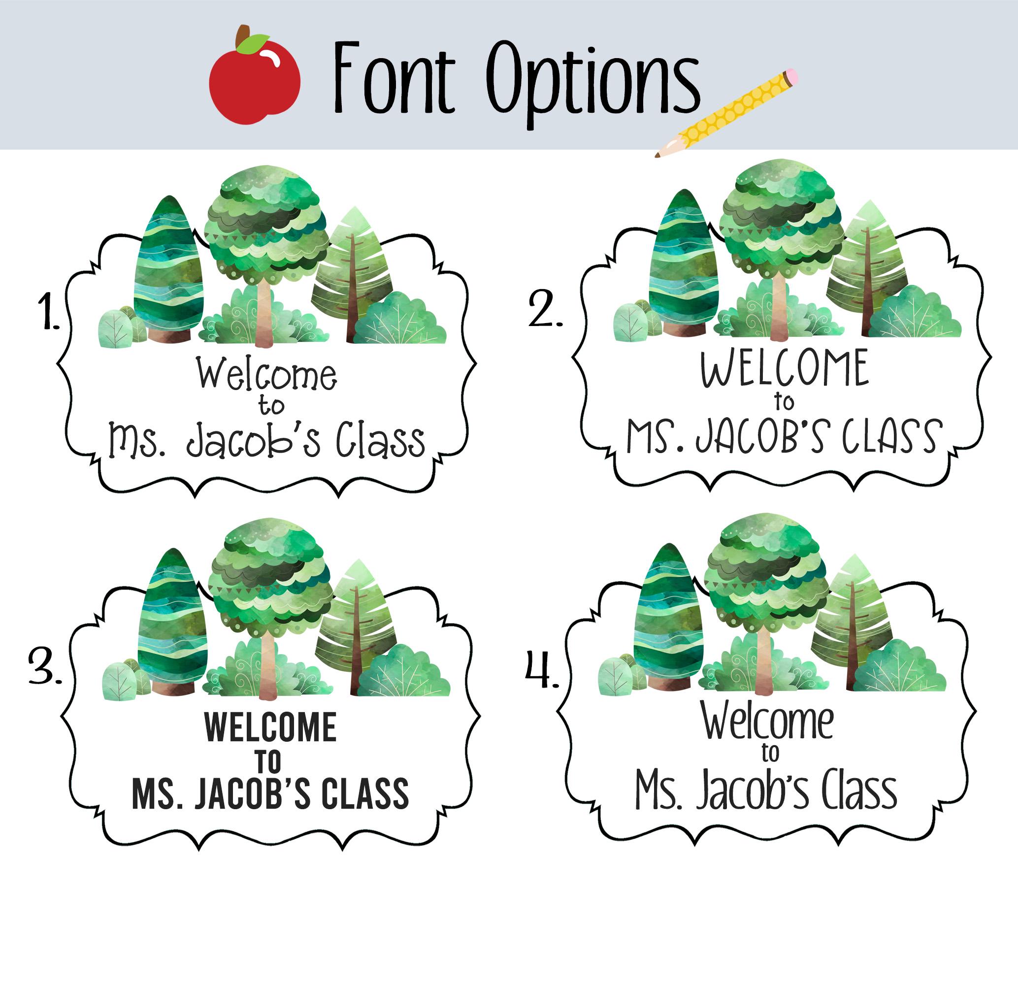 Teacher Door Sign Nature Classroom Theme Custom Trees - Etsy