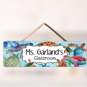 Teacher Door Sign Turtles Ocean Classroom Theme Personalized Teacher Gift School Counselor Office Sign