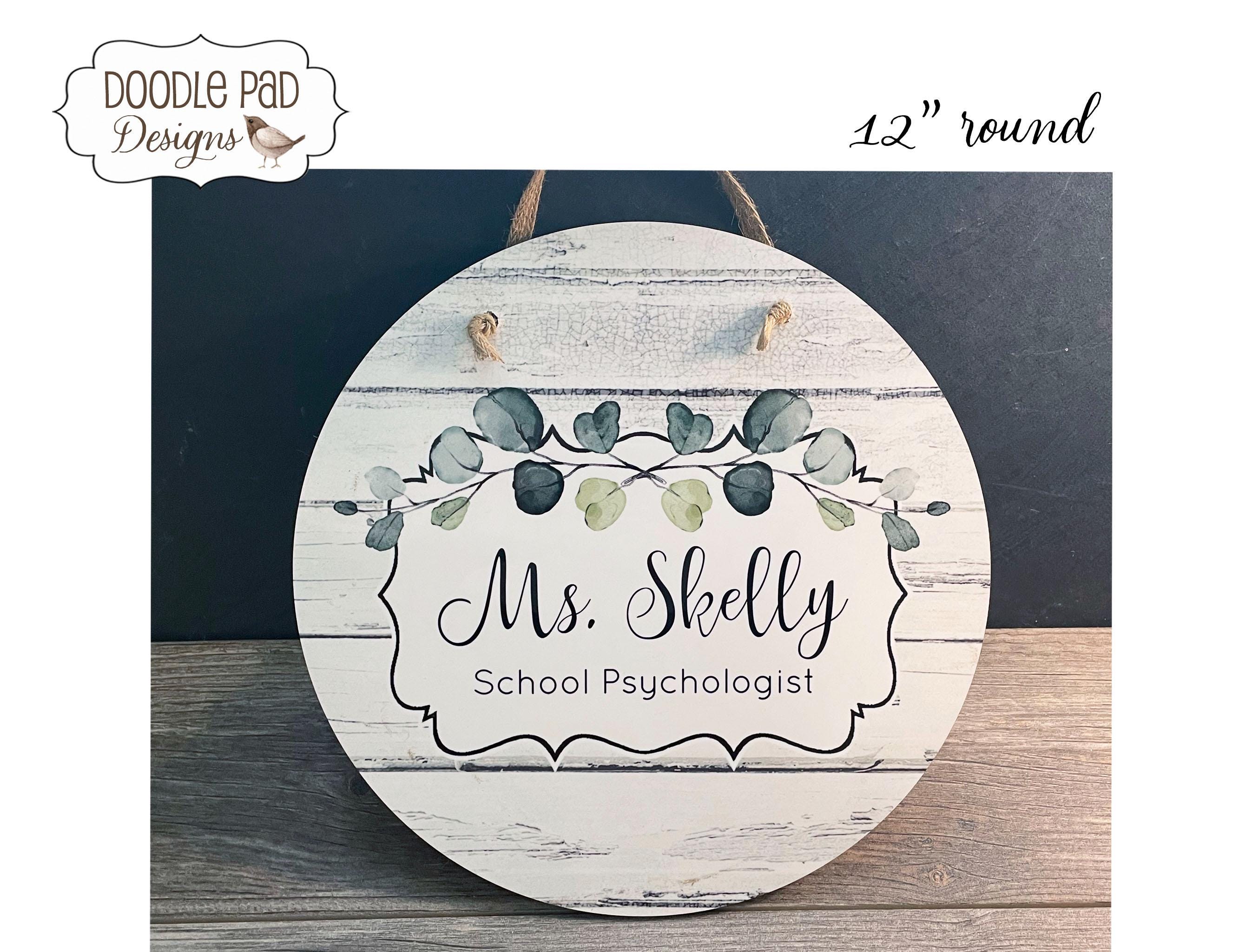 Round Door Sign Personalized, Eucalyptus Faux Wood Door Sign,  12" Circle Sign,