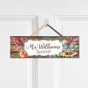 Teacher Door Sign Personalized Spanish Class Door Decor Spanish Theme Classroom Sign Custom Gift for Spanish Teacher