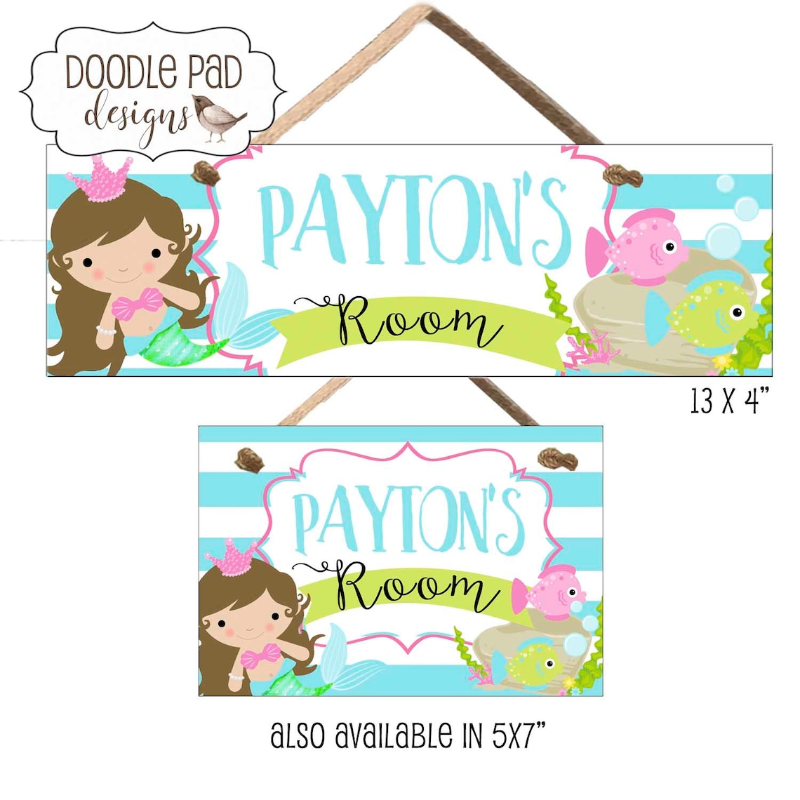 Mermaid Door Sign Kids Door Decor Personalized Etsy