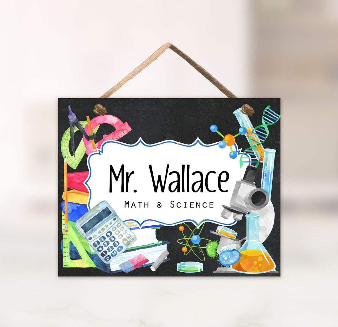 Math & Science Classroom Door Sign Custom Teacher Name Sign STEM Class ...