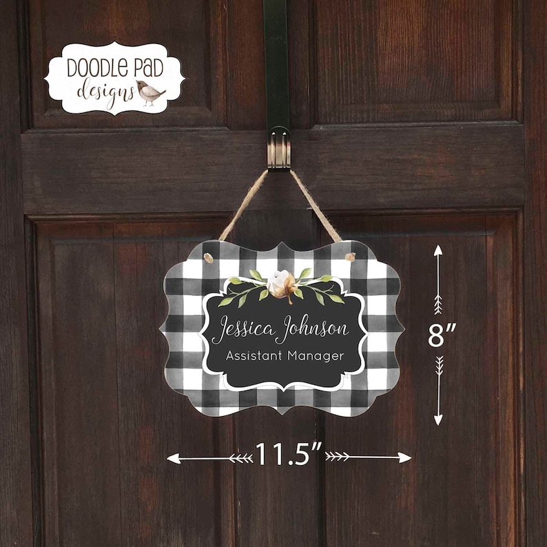 Black and White Powder Room Sign Plaid Office Sign Etsy