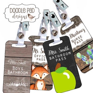 Personalized Hall Passes, Add-On Hall Passes, Various themes