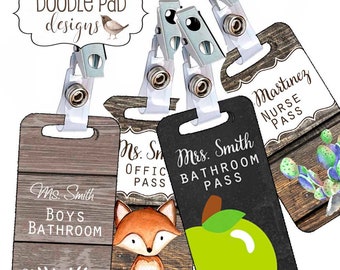 Personalized Hall Passes, Add-On Hall Passes, Various themes