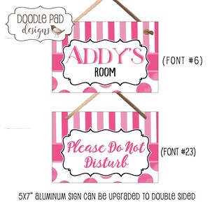 Girls Room Sign, Personalized Door Sign, Pink Dots and Stripes - Etsy