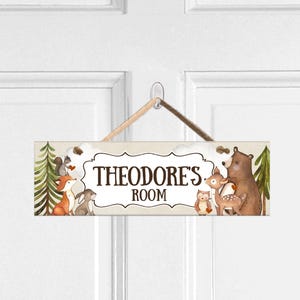 Custom Door Sign Woodland Animals Kids Name Sign Nursery Wall Decor